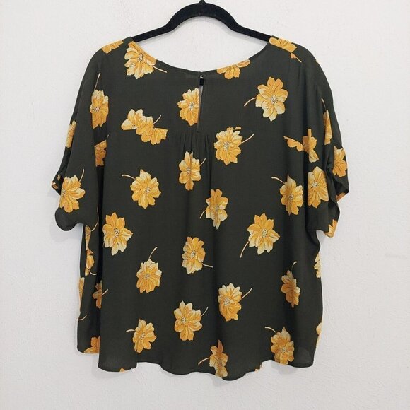 Madewell‎ Women's Rhyme Top Blouse In Fall Flowers V-Neck Relaxed Fit Olive Sz M - Picture 3 of 7